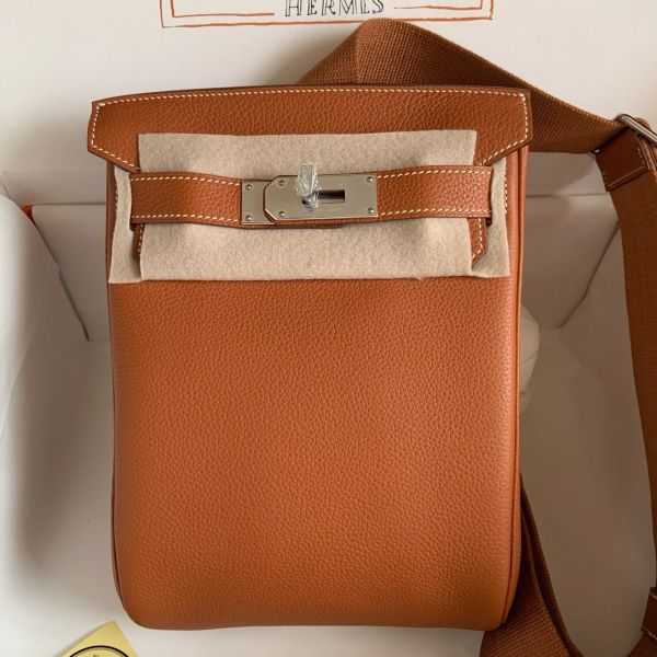 Replica Hermes Hac a Dos PM Backpack in Gold Clemence Leather