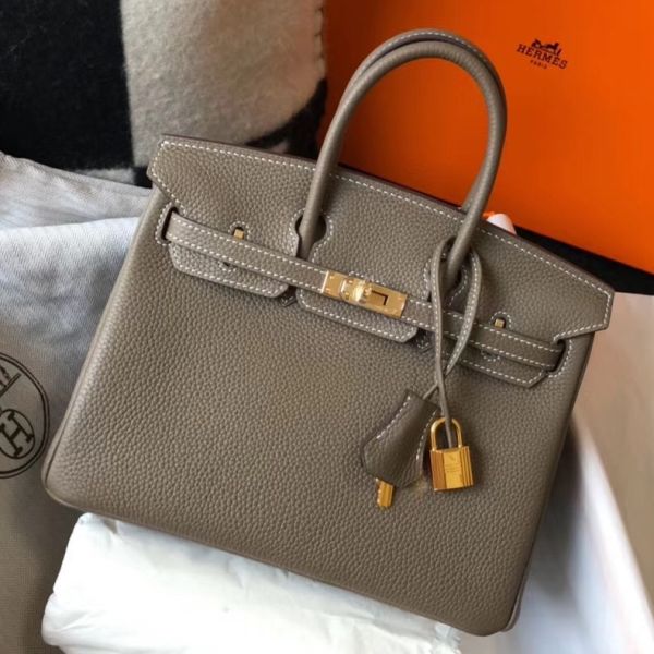 Replica Hermes Birkin 25cm Bag In Taupe Clemence Leather GHW