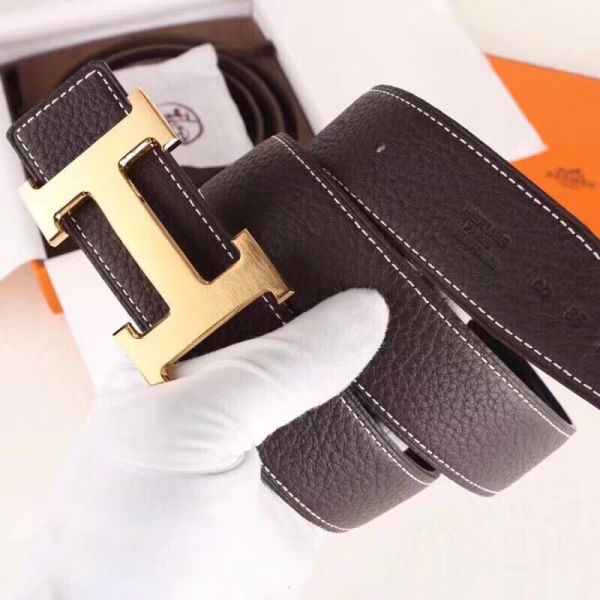 Replica Hermes H Belt Buckle Chocolate Clemence 32 MM Strap