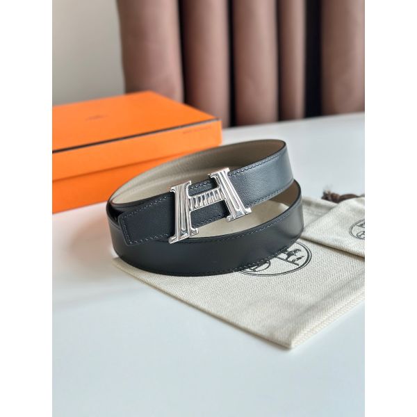 Replica Hermes H Take Off Reversible Belt 32MM in Grey Clemence Leather