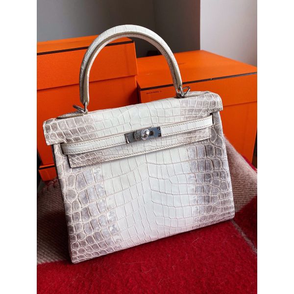 Replica Hermes Kelly Retourne 25 Handmade Bag In Himalaya Crocodile Niloticus Skin