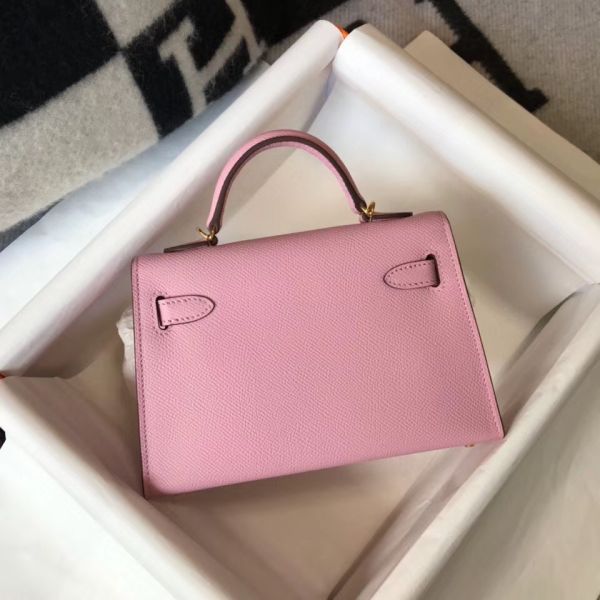 Replica Hermes Kelly Mini II Bag In Mauve Sylvestre Epsom Leather GHW