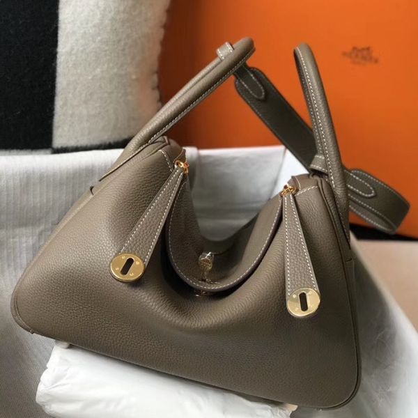 Replica Hermes Lindy 30cm Bag In Taupe Clemence Leather GHW