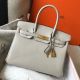 Hermes Birkin 30cm Bag In Pearl Grey Clemence Leather GHW 