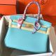 Hermes Birkin 30 Handmade Bag In Blue Atoll Clemence Leather