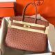 Hermes Birkin 30 Handmade Bag In Brown Ostrich Skin