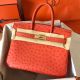 Hermes Birkin 30 Handmade Bag In Orange Ostrich Skin