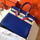 Hermes Birkin 35 Handmade Bag In Blue Electric Clemence Leather