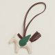 Hermes Rodeo Pegase PM Bag Charm in Craie/Chocolat/Green Lambskin