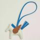 Hermes Rodeo Pegase PM Bag Charm in Fizz/Blue/Gold Lambskin