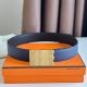 Hermes Typo Reversible Belt 32MM in Blue Epsom Calfskin