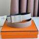 Hermes Typo Reversible Belt 32MM in Grey Epsom Calfskin