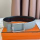 Hermes Tube H Reversible Belt 38MM in Grey Clemence Leather