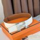 Hermes H Reversible Belt 38MM in White and Gold Epsom Leather