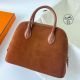 Hermes Bolide 1923 25 Handmade Bag In Gold Doblis Suede Leather