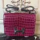 Hermes Fuchsia Constance MM 24cm Crocodile Bag