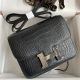 Hermes Constance 18 Handmade Bag in Black Matte Alligator Leather