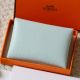 Hermes Calvi Duo Verso Card Holder in Blue Brume Mysore Goatskin