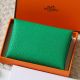 Hermes Calvi Duo Verso Card Holder in Menthe Mysore Goatskin