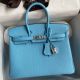 Hermes Birkin 25 Retourne Handmade Bag in Celeste Chevre Mysore Goatskin