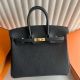 Hermes Birkin 25 Retourne Handmade Bag in Black Madame Calfskin