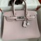 Hermes Birkin 30 Retourne Handmade Bag in Mauve Pale Clemence Leather