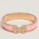 Hermes Rose Candeur Enamel Clic H Bracelet