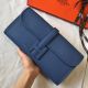 Hermes Jige Elan 29 Clutch In Blue Agate Epsom Leather