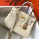 Hermes Kelly 20cm Bag In Craie Clemence Leather GHW