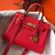 Hermes Kelly 20cm Bag In Red Clemence Leather GHW