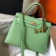 Hermes Kelly 28cm Bag In Vert Criquet Epsom Leather GHW