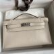 Hermes Kelly Pochette Handmade Bag In Craie Swift Calfskin