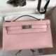 Hermes Kelly Pochette Handmade Bag In Rose Sakura Swift Calfskin