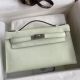 Hermes Kelly Pochette Handmade Bag In Vert Fizz Swift Calfskin