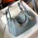 Hermes Lindy Mini Bag In Blue Lin Clemence Leather GHW