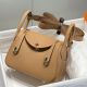 Hermes Lindy Mini Bag In Chai Clemence Leather GHW