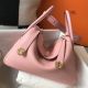 Hermes Lindy 26cm Bag In Pink Clemence Leather GHW