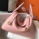 Hermes Lindy 30cm Bag In Pink Clemence Leather GHW