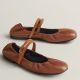 Hermes Jolly Ballet Flats in Brown Nappa Leather