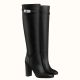 Hermes Story Boots In Black Calfskin Leather