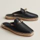 Hermes Feria Espadrille Mules in Black Leather