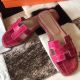 Hermes Oran Sandals In Rose Scheherazade Shiny Niloticus Crocodile