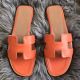 Hermes Oran Sandals In Orange Swift Leather