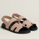 Hermes Men's Genius Sandals In Beige Suede Calfskin