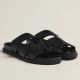 Hermes Men's Chypre Sandals in Black Calfskin