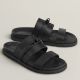 Hermes Men's Jackson Sandal in Black Calfskin