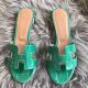 Hermes Oasis Sandals In Bamboo Shiny Niloticus Crocodile