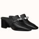 Hermes Blossom Mules 60mm In Black Goatskin