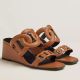 Hermes Figari 55mm Wedge Sandals In Brown Nappa Leather