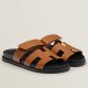 Hermes Women's Chypre Sandals In Brown Calfskin